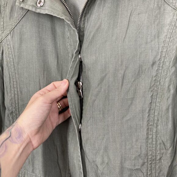 Maison Jules Jacket Womens Large Green Utility Anorak Lyocell Drawstring Pockets - Picture 6 of 16